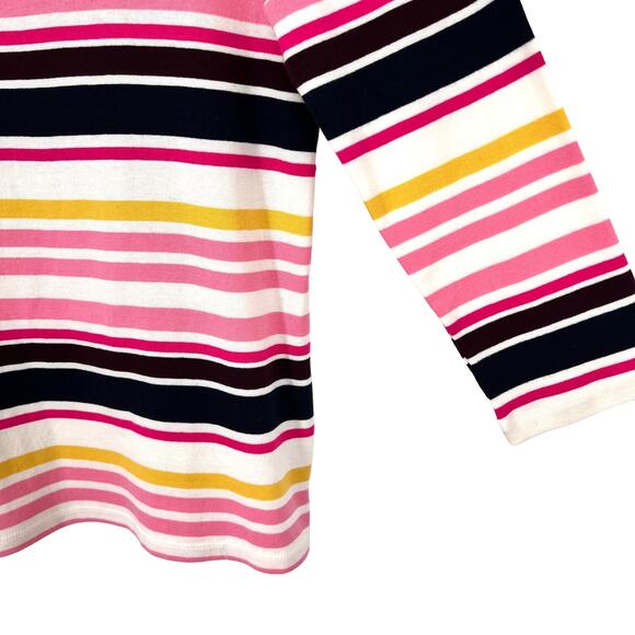 Talbots Sz Small Soft Pink Yellow Colorful Blouse Shirt Top 3/4 Sleeve Tropical - Picture 5 of 7